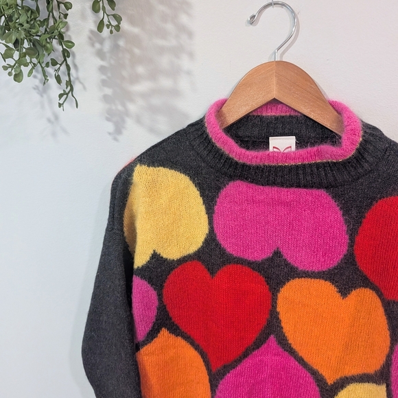 Vintage Mondi Multicolor Heart Sweater Size 38 - Picture 2 of 8